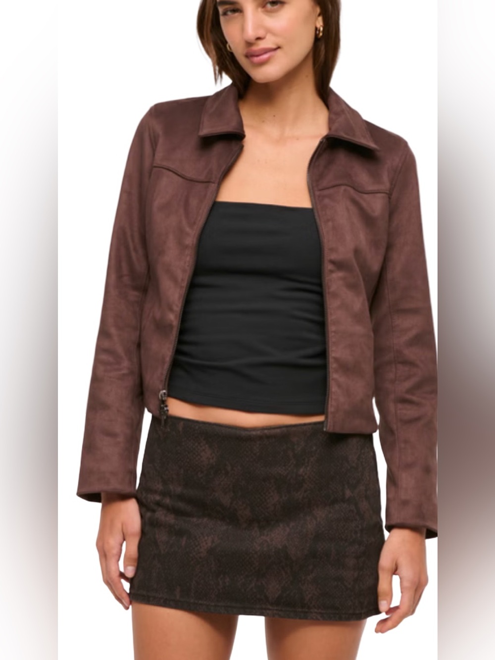 Abercrombie Snake-Print Brown Mini Skirt Low Rise NWT Size 33